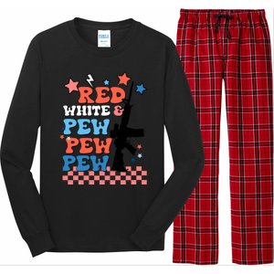 Red White And Pew Ar15 Funny Patriotic Gun 4th Amendment Long Sleeve Pajama Set