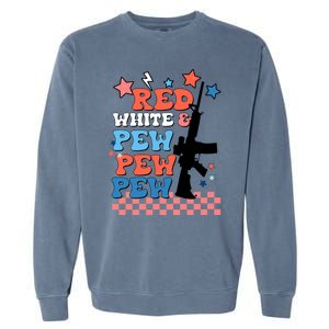 Red White And Pew Ar15 Funny Patriotic Gun 4th Amendment Garment-Dyed Sweatshirt