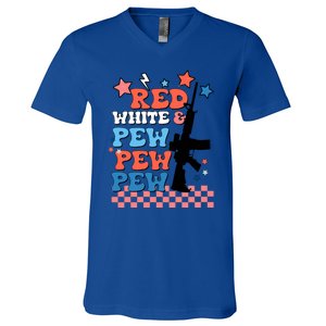 Red White And Pew Ar15 Funny Patriotic Gun 4th Amendment V-Neck T-Shirt