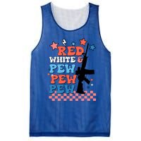 Red White And Pew Ar15 Funny Patriotic Gun 4th Amendment Mesh Reversible Basketball Jersey Tank