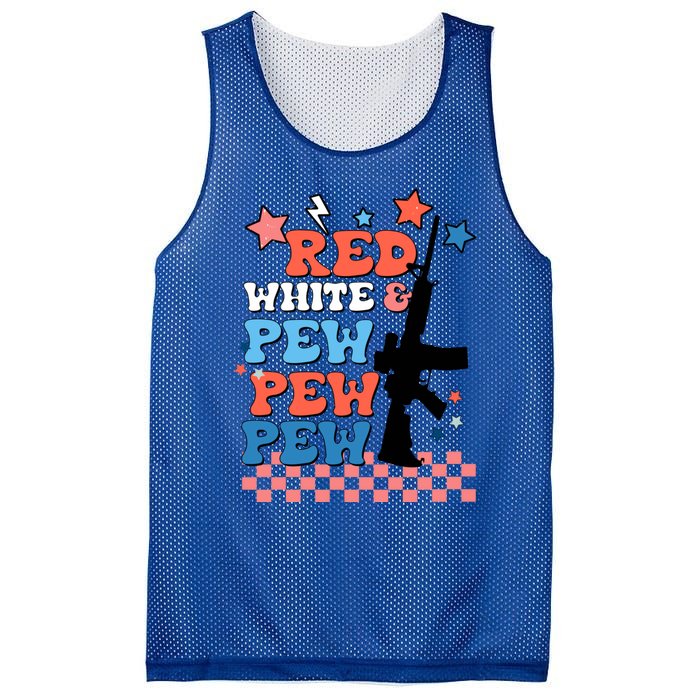 Red White And Pew Ar15 Funny Patriotic Gun 4th Amendment Mesh Reversible Basketball Jersey Tank