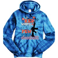 Red White And Pew Ar15 Funny Patriotic Gun 4th Amendment Tie Dye Hoodie