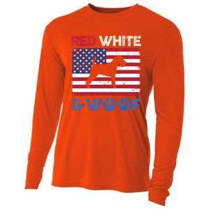 Red White And Woof Welsh Terrier Dog Us Flag Gift Cooling Performance Long Sleeve Crew