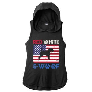 Red White And Woof Welsh Terrier Dog Us Flag Gift Ladies PosiCharge Tri-Blend Wicking Draft Hoodie Tank