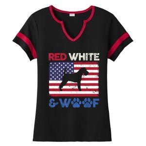 Red White And Woof Welsh Terrier Dog Us Flag Gift Ladies Halftime Notch Neck Tee