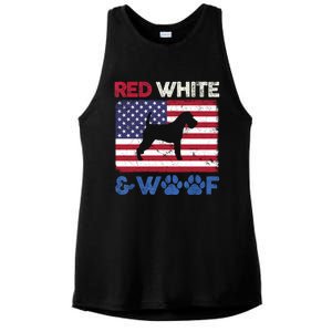 Red White And Woof Welsh Terrier Dog Us Flag Gift Ladies PosiCharge Tri-Blend Wicking Tank