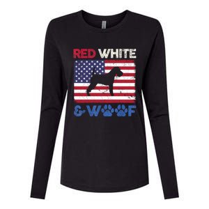 Red White And Woof Welsh Terrier Dog Us Flag Gift Womens Cotton Relaxed Long Sleeve T-Shirt