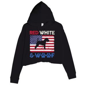 Red White And Woof Welsh Terrier Dog Us Flag Gift Crop Fleece Hoodie