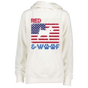 Red White And Woof Welsh Terrier Dog Us Flag Gift Womens Funnel Neck Pullover Hood