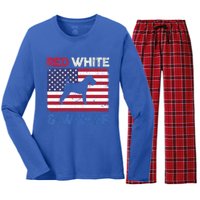 Red White And Woof Welsh Terrier Dog Us Flag Gift Women's Long Sleeve Flannel Pajama Set 