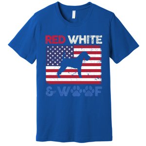 Red White And Woof Welsh Terrier Dog Us Flag Gift Premium T-Shirt