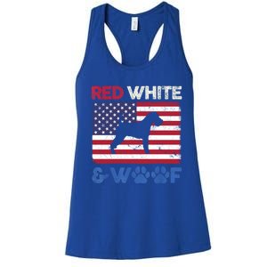 Red White And Woof Welsh Terrier Dog Us Flag Gift Women's Racerback Tank