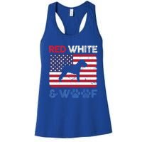 Red White And Woof Welsh Terrier Dog Us Flag Gift Women's Racerback Tank