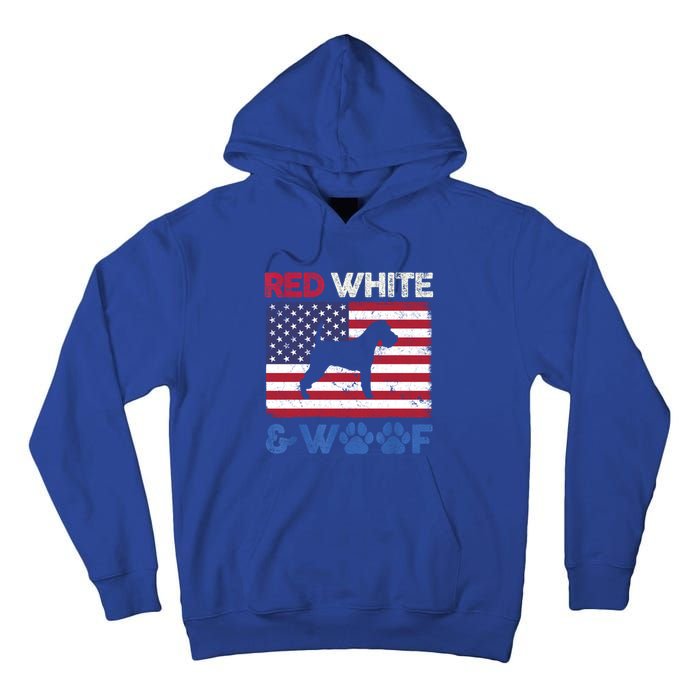 Red White And Woof Welsh Terrier Dog Us Flag Gift Tall Hoodie