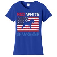 Red White And Woof Welsh Terrier Dog Us Flag Gift Women's T-Shirt