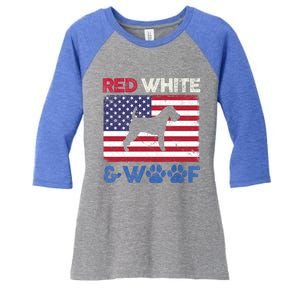 Red White And Woof Welsh Terrier Dog Us Flag Gift Women's Tri-Blend 3/4-Sleeve Raglan Shirt