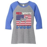 Red White And Woof Welsh Terrier Dog Us Flag Gift Women's Tri-Blend 3/4-Sleeve Raglan Shirt