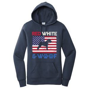 Red White And Woof Welsh Terrier Dog Us Flag Gift Women's Pullover Hoodie