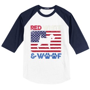 Red White And Woof Welsh Terrier Dog Us Flag Gift Baseball Sleeve Shirt