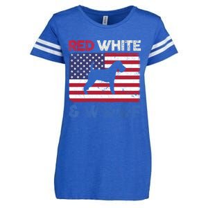 Red White And Woof Welsh Terrier Dog Us Flag Gift Enza Ladies Jersey Football T-Shirt