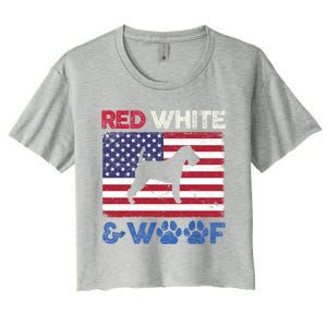 Red White And Woof Welsh Terrier Dog Us Flag Gift Women's Crop Top Tee