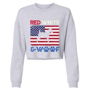 Red White And Woof Welsh Terrier Dog Us Flag Gift Cropped Pullover Crew