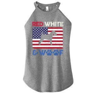 Red White And Woof Welsh Terrier Dog Us Flag Gift Women's Perfect Tri Rocker Tank