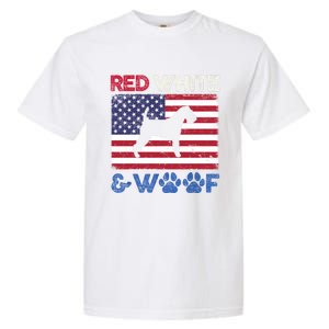 Red White And Woof Welsh Terrier Dog Us Flag Gift Garment-Dyed Heavyweight T-Shirt