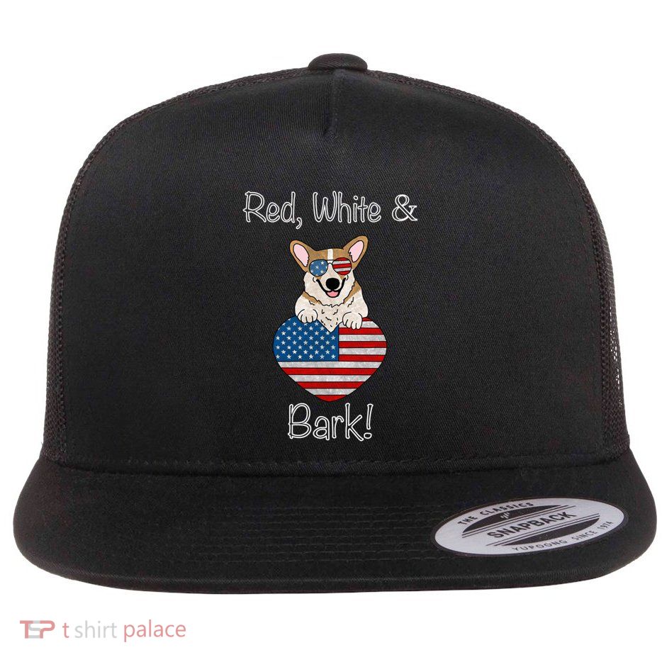 Red White And Bark Pembroke Welsh Corgi Indian Creek Corgi Gift Flatbill Hat