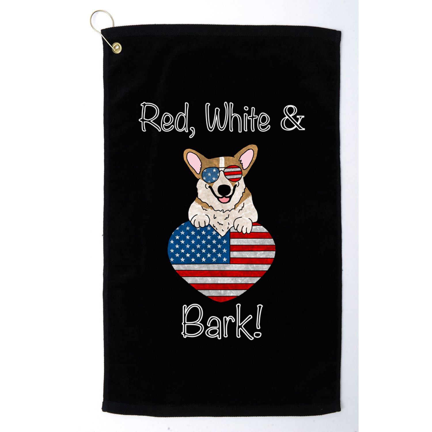 Red White And Bark Pembroke Welsh Corgi Indian Creek Corgi Gift Golf Towel