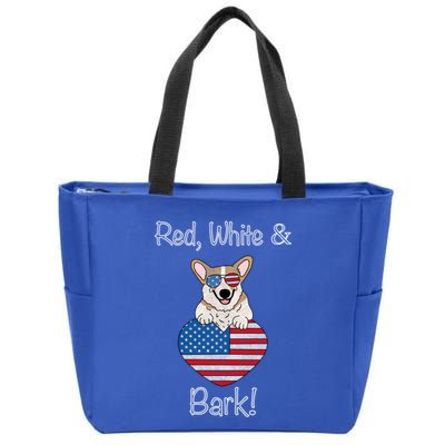 Red White And Bark Pembroke Welsh Corgi Indian Creek Corgi Gift Zip Tote Bag