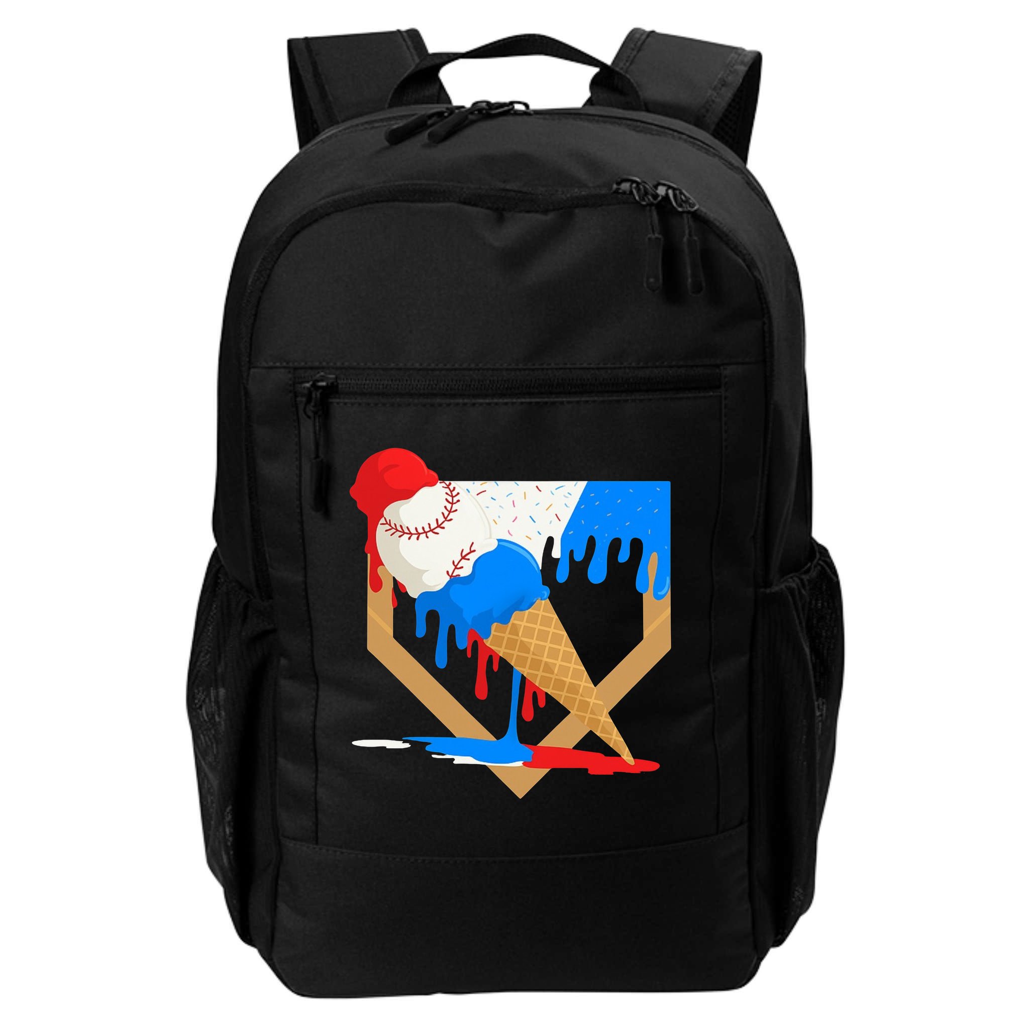 Red White And Blue Baseball Ice Cream Drip Backpack