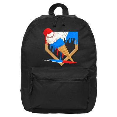 Red White And Blue Baseball Ice Cream Drip 16 in Basic Backpack