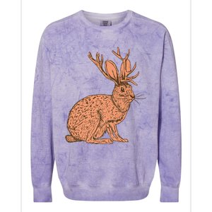 Retro Wild Animal Jackrabbit With Antelope Horns Jackalope Colorblast Crewneck Sweatshirt