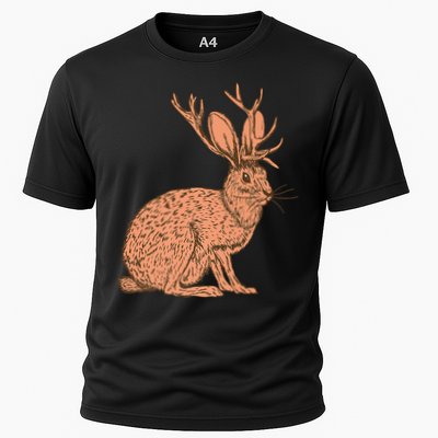 Retro Wild Animal Jackrabbit With Antelope Horns Jackalope Performance Shirt