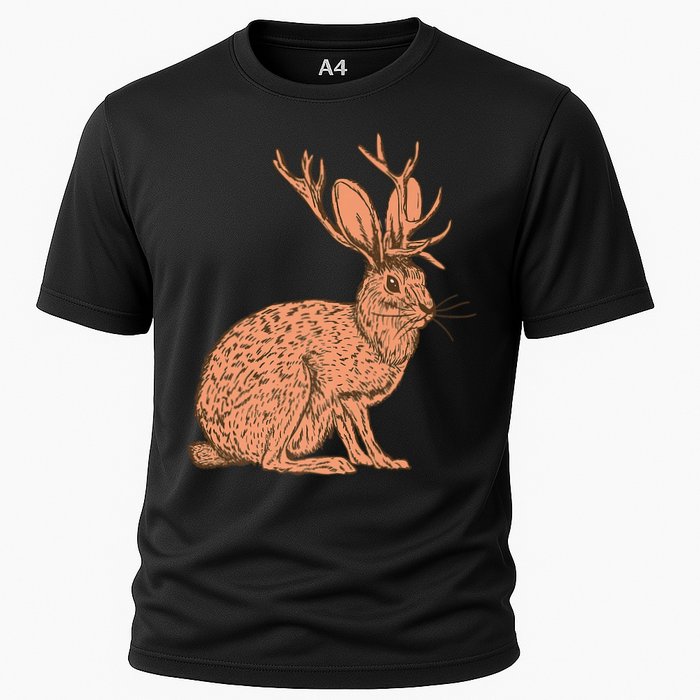 Retro Wild Animal Jackrabbit With Antelope Horns Jackalope Cooling Performance Crew T-Shirt
