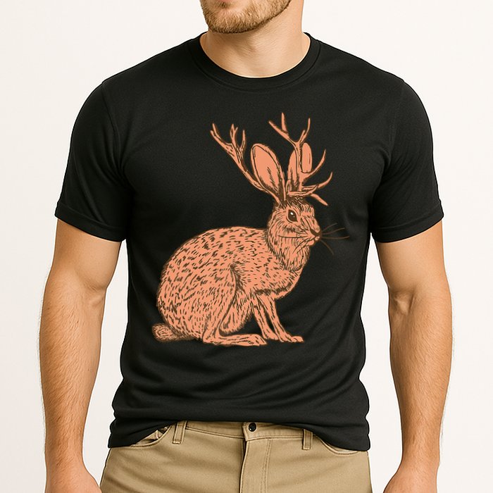 Retro Wild Animal Jackrabbit With Antelope Horns Jackalope Cooling Performance Crew T-Shirt