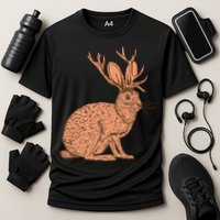 Retro Wild Animal Jackrabbit With Antelope Horns Jackalope Cooling Performance Crew T-Shirt