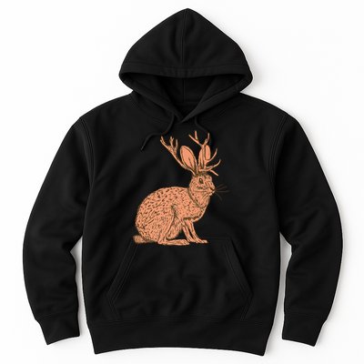 Retro Wild Animal Jackrabbit With Antelope Horns Jackalope Hoodie