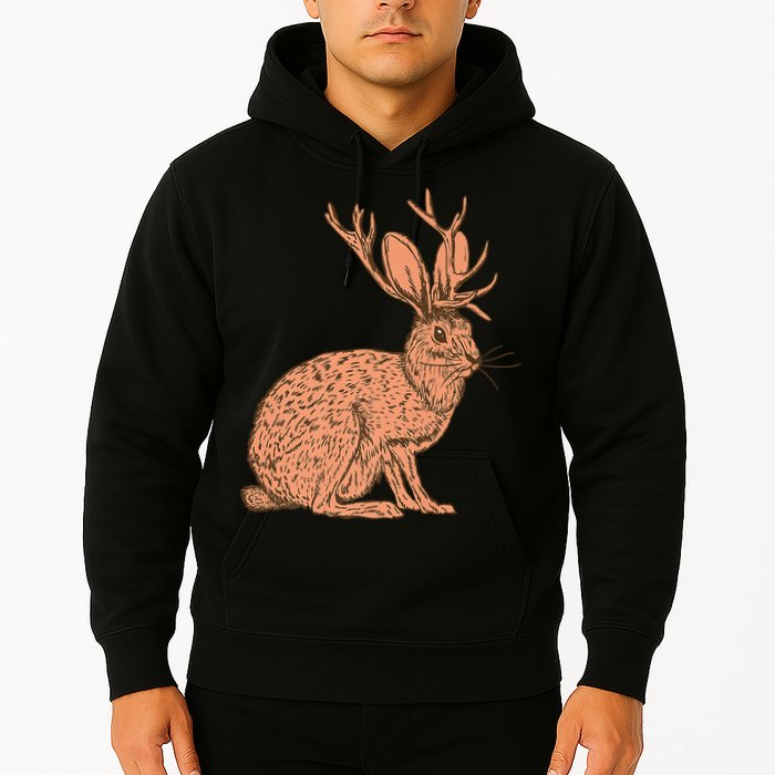 Retro Wild Animal Jackrabbit With Antelope Horns Jackalope Hoodie