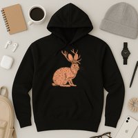 Retro Wild Animal Jackrabbit With Antelope Horns Jackalope Hoodie