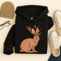 Retro Wild Animal Jackrabbit With Antelope Horns Jackalope Hoodie