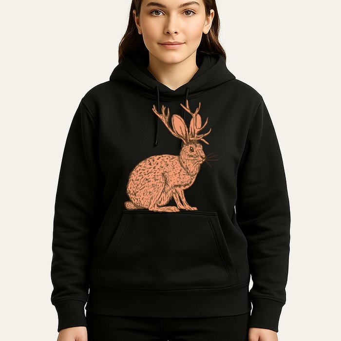 Retro Wild Animal Jackrabbit With Antelope Horns Jackalope Hoodie