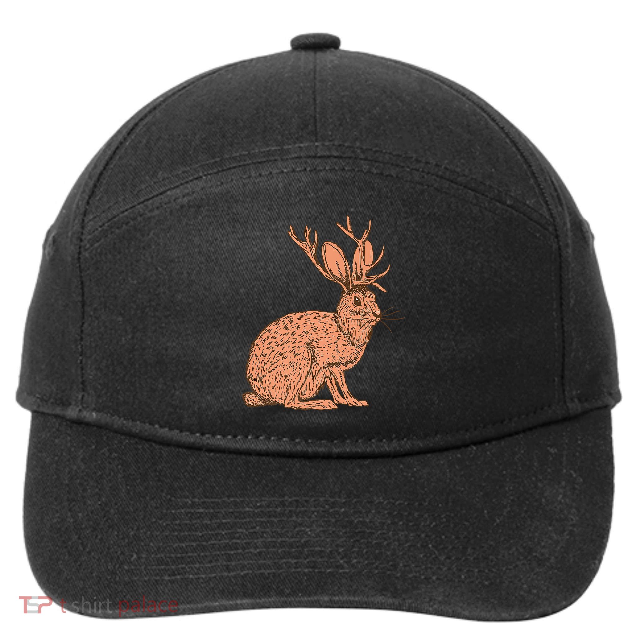 Retro Wild Animal Jackrabbit With Antelope Horns Jackalope 7-Panel Snapback Hat