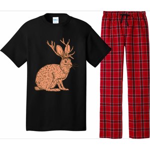 Retro Wild Animal Jackrabbit With Antelope Horns Jackalope Pajama Set