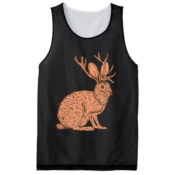 Retro Wild Animal Jackrabbit With Antelope Horns Jackalope Mesh Reversible Basketball Jersey Tank