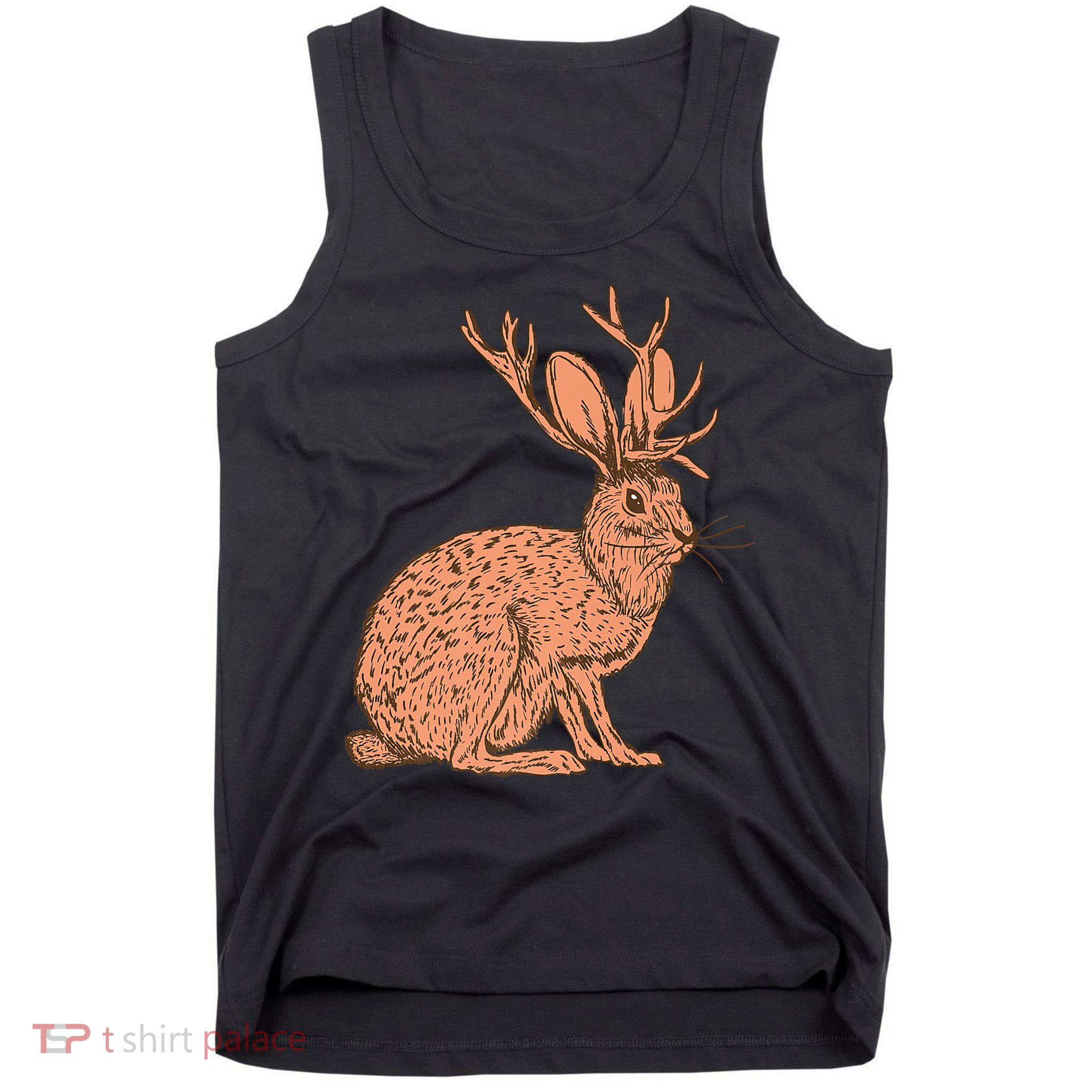 Retro Wild Animal Jackrabbit With Antelope Horns Jackalope Tank Top