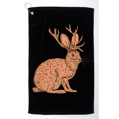 Retro Wild Animal Jackrabbit With Antelope Horns Jackalope Golf Towel