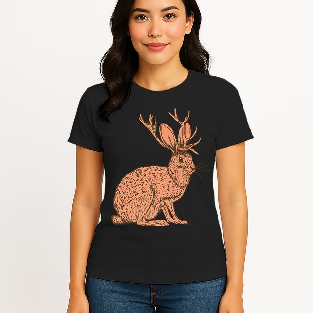 Retro Wild Animal Jackrabbit With Antelope Horns Jackalope Womens T-Shirt
