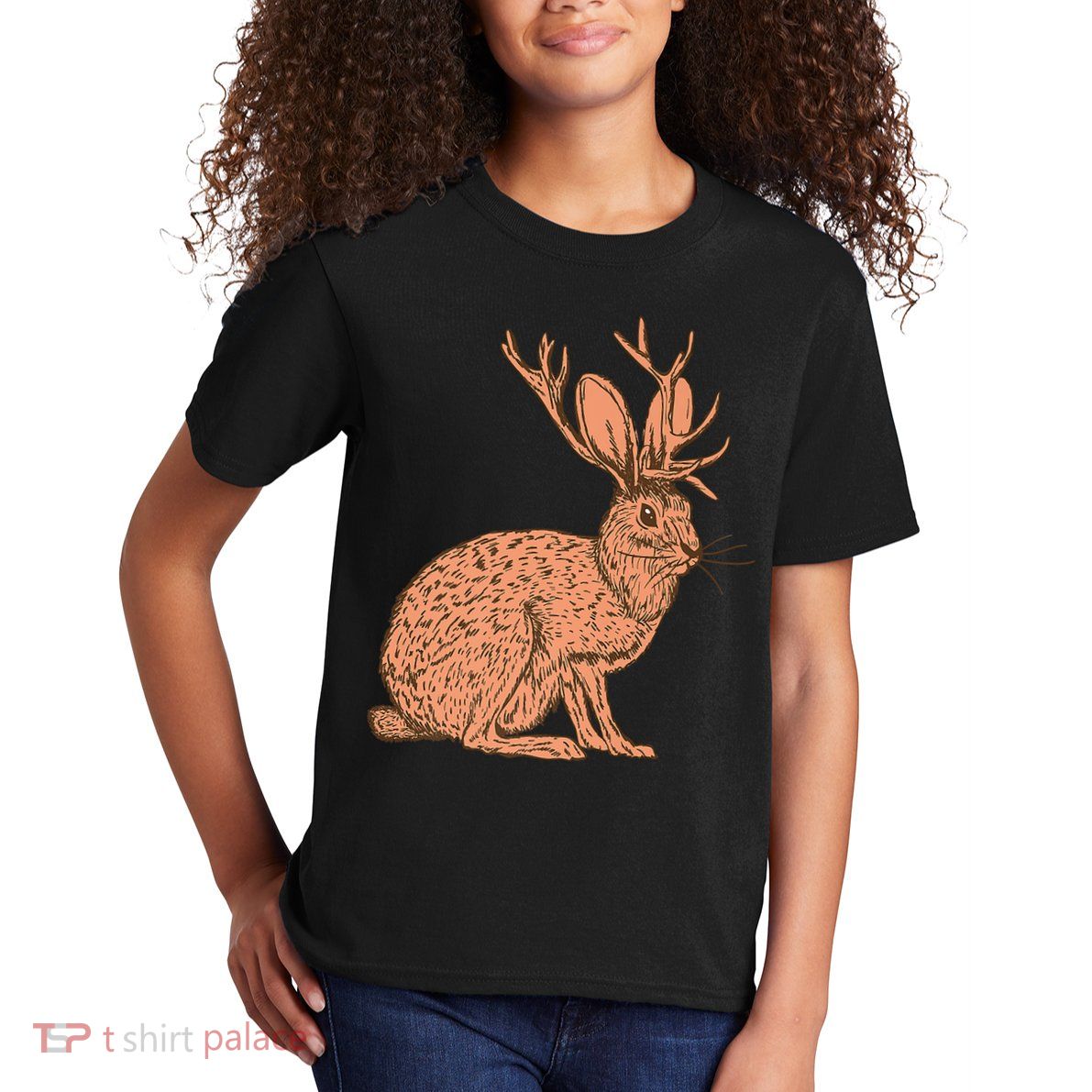 Retro Wild Animal Jackrabbit With Antelope Horns Jackalope Kids T-Shirt